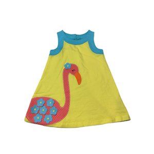J Khaki Girls Yellow Blue Floral Flamingo Sleeveless Dress 2T
